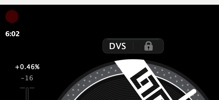 The top-left corner of the screen: the red record dot, with the clock directly beneath it
