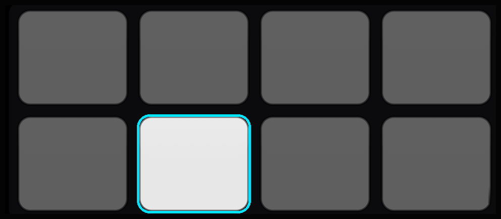 Only one pad is active at a time: tapping any pad makes it the deck's sound instantly